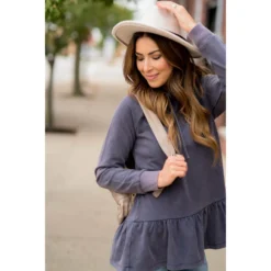 Vibrant Vintage Wash Micro Peplum Hoodie -Women's Clothing Store BB 5020 044fa58e b923 4063 bc7e b6939a0be027