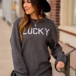 Lucky Ribbed Graphic Crewneck