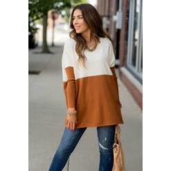 Dual Color Pocket Pullover -Women's Clothing Store BB 5029