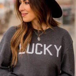 Lucky Ribbed Graphic Crewneck 13 Lucky Ribbed Graphic Crewneck -Women's Clothing Store BB 5031 c42f434b bdb5 480e 9478 61f90fb18ea8