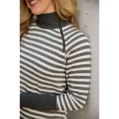 Solid Trimmed Striped Wrap Sweatshirt -Women's Clothing Store BB 5040 4ae7a8c8 5068 4801 a0cc 0ace2ba84b4f