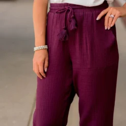 Gauze Tassel Accented Pants -Women's Clothing Store BB 5047 96143234 41b5 41f0 9069 211acadf2851 719359