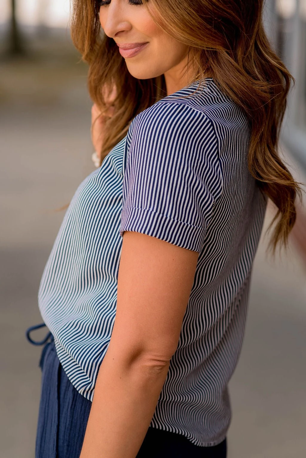 Vertical Striped Cuffed Sleeve Tee 12 Vertical Striped Cuffed Sleeve Tee - Image 12