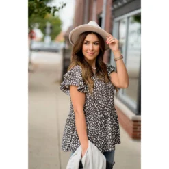 Tiered Patterned Flittery Sleeved Blouse -Women's Clothing Store BB 5110 e820d858 56ad 441a b2e6 760f83d8ceda