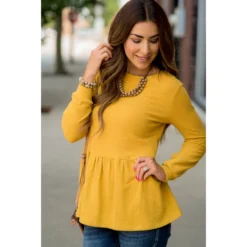 Solid Peplum Sweatshirt -Women's Clothing Store BB 5114 a4fcddb9 be57 44ec ac3c 6824162ae76e