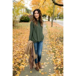 Two-Toned Knotted Front Hoodie -Women's Clothing Store BB 5115 80e2df2b 8296 461d 8583 027848aad08c 770623