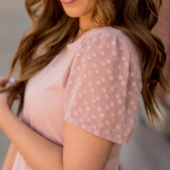 Dotted Sheer Sleeve Tee -Women's Clothing Store BB 5153 b6f020c9 ba78 4fb1 b448 b4f4f484103b 753231