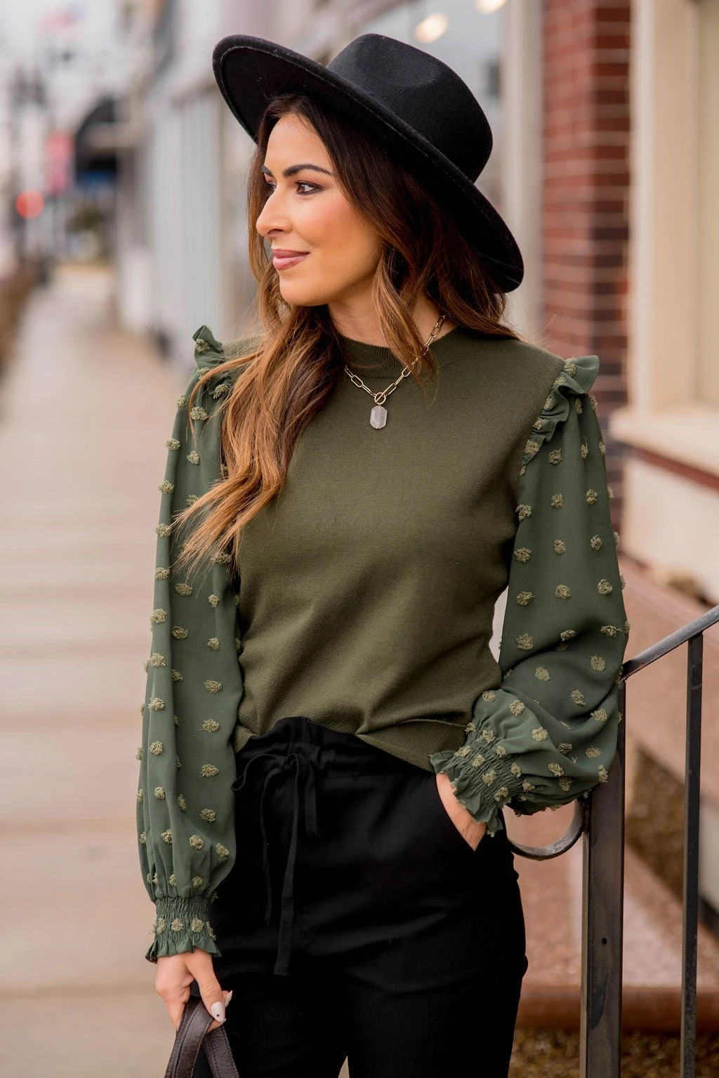 Textured Dot Sleeve Blouse 5 Textured Dot Sleeve Blouse - Image 5