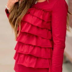 Ruffle Long Sleeve Tee -Women's Clothing Store BB 5173 131105