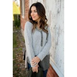 Henley Striped Bottom Tee