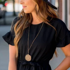 Dressy Ruffle Trim Tie Waist Dress -Women's Clothing Store BB 5205 a56ea5eb e607 47bc 9b48 6814297167eb 674630