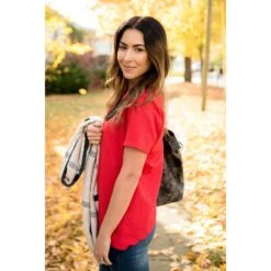 Scalloped Back Short Sleeve Shirt -Women's Clothing Store BB 5208 4f42e97f 1156 4f35 aaec 6e26329ff6d1