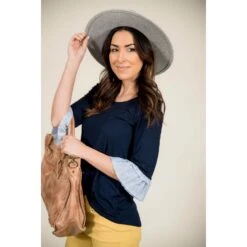 Seersucker 3/4 Sleeve Tee 7 Seersucker 3/4 Sleeve Tee -Women's Clothing Store BB 5221