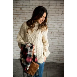 Turtle Neck Scalloped Bottom Sweater -Women's Clothing Store BB 5229 1