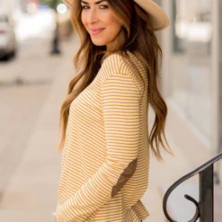 Striped Elbow Patch Long Sleeve Tee -Women's Clothing Store BB 5229 9c22bbb9 aa1c 4f92 9f6f 539066e0c51f 985308 447962