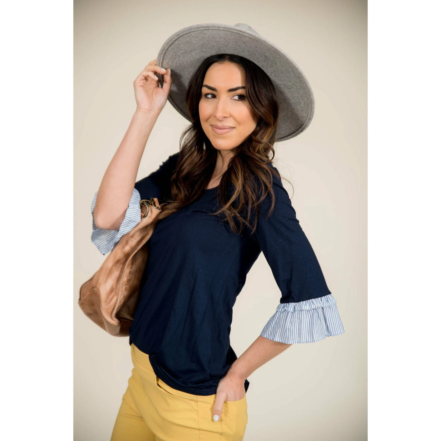 Seersucker 3/4 Sleeve Tee 1 Seersucker 3/4 Sleeve Tee