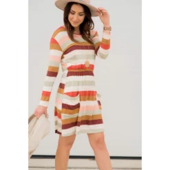 Striped Pocket Long Sleeve Dress -Women's Clothing Store BB 5236 75729e5f 0b06 4a96 950b 29eba1ed2f67