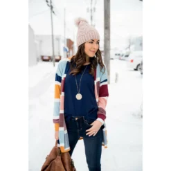 Shades Of Blush Color Blocked Cardigan -Women's Clothing Store BB 5237