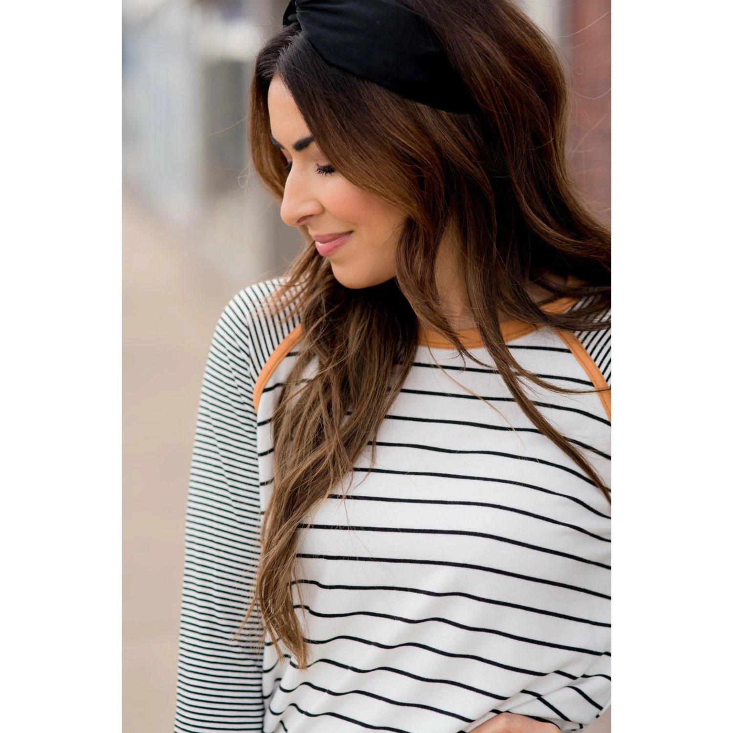Multi Striped Solid Neck Long Sleeve Tee 18 Multi Striped Solid Neck Long Sleeve Tee - Image 18
