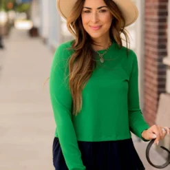 Ruffle Bottom Long Sleeve Tee