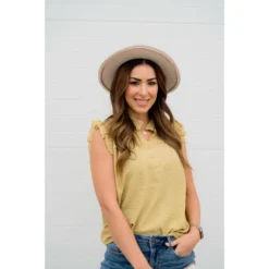 Simple Button Accented Ruffle Tank