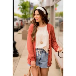 Waffle Button Accent Cardigan -Women's Clothing Store BB 5298 eea1dcca 5e98 495e a688 93a32e182194