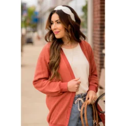 Waffle Button Accent Cardigan -Women's Clothing Store BB 5302 2198e113 77b4 4e41 b734 977a9ae2bfbb