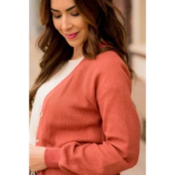 Waffle Button Accent Cardigan -Women's Clothing Store BB 5306 de554a69 3d30 4e3c aa9a e21b0c35d044