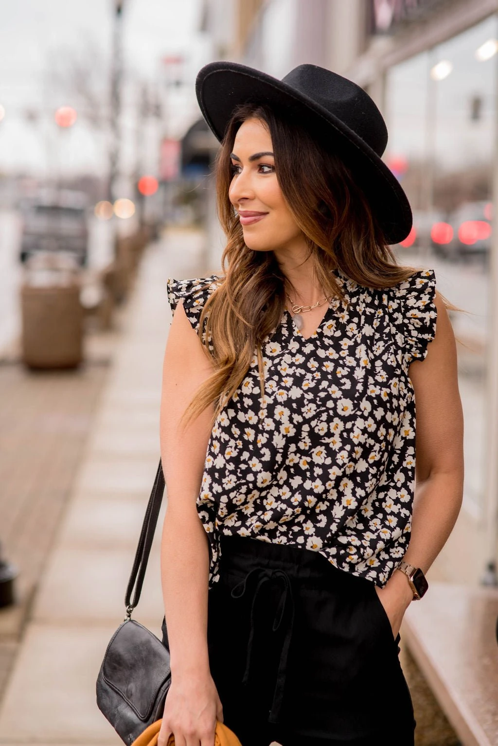 Scattered Blooms Flutter Trim V Blouse 3 Scattered Blooms Flutter Trim V Blouse - Image 3