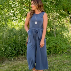 Tie Waist Cropped Jumpsuit