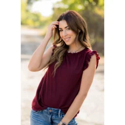 Classic Ruffle Sleeve Tank -Women's Clothing Store BB 5317