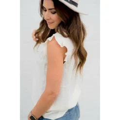 Simple Button Accented Ruffle Tank -Women's Clothing Store BB 5326 2e86952c e550 4fed 8d3a be5e94f8a1b0