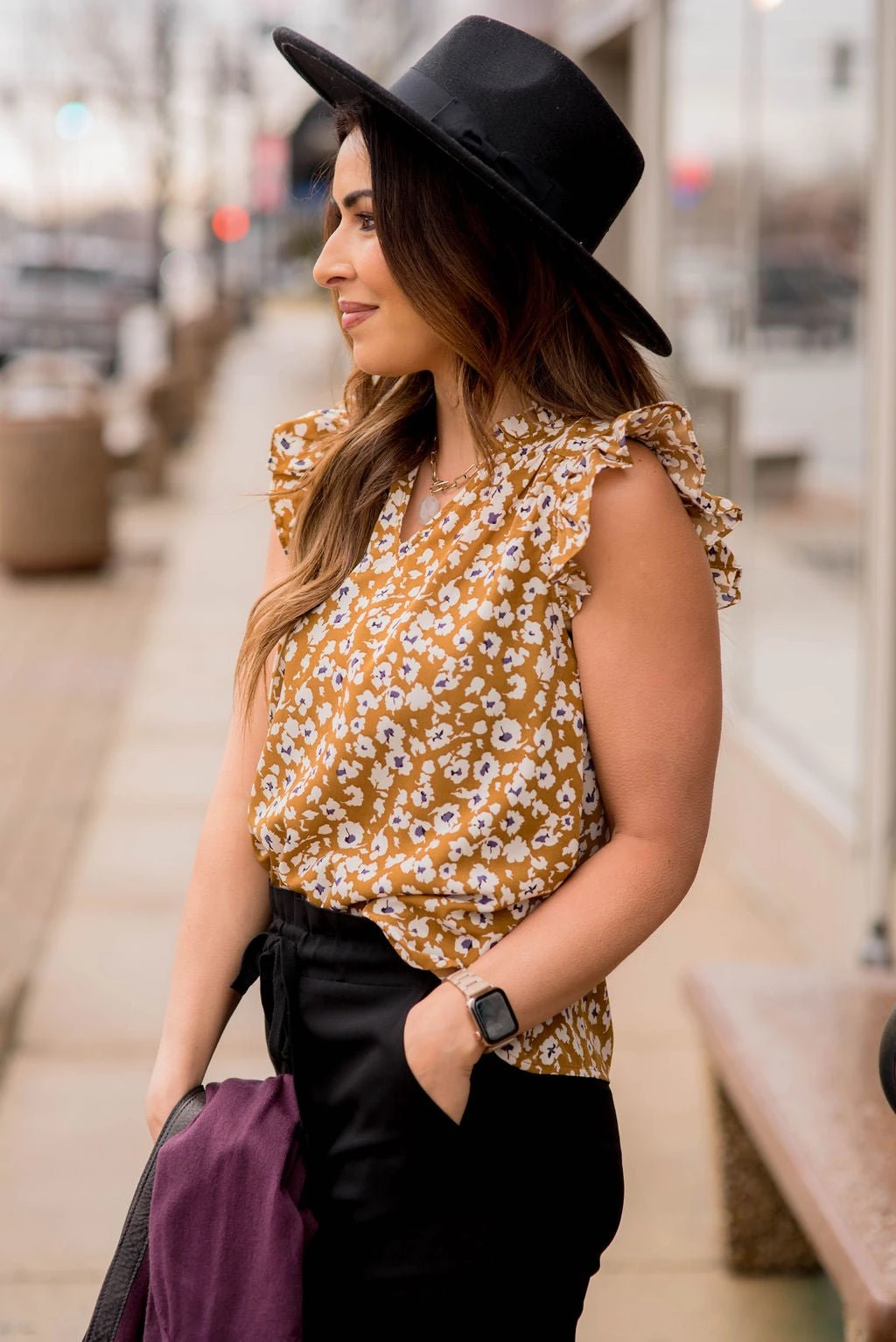 Scattered Blooms Flutter Trim V Blouse 11 Scattered Blooms Flutter Trim V Blouse - Image 11