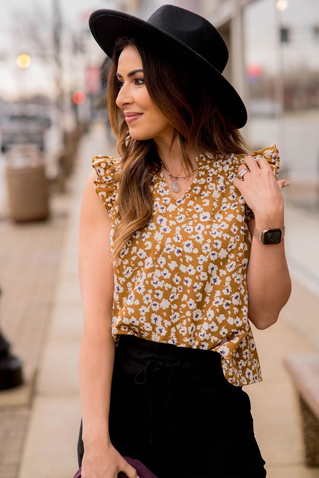 Scattered Blooms Flutter Trim V Blouse 12 Scattered Blooms Flutter Trim V Blouse - Image 12