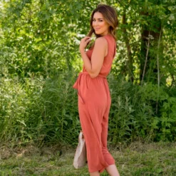 Tie Waist Cropped Jumpsuit 27 Tie Waist Cropped Jumpsuit -Women's Clothing Store BB 5348 679901