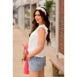 Subtle Micro Dot Flutter Trim Blouse -Women's Clothing Store BB 5351 14760b7a dad8 45b1 89e9 4c9a7f25472a