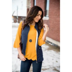 Scalloped Edge 3/4 Sleeve Blouse -Women's Clothing Store BB 5352 88d2f4fe 85d9 4661 956e 10a38117759a