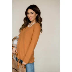 Button Cuff Long Sleeve Tee -Women's Clothing Store BB 5359