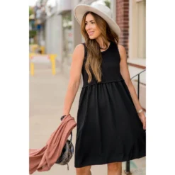 Faux Layered Pocket Tank Dress