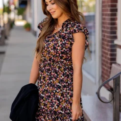 Blossoming Buds Flutter Sleeve Dress