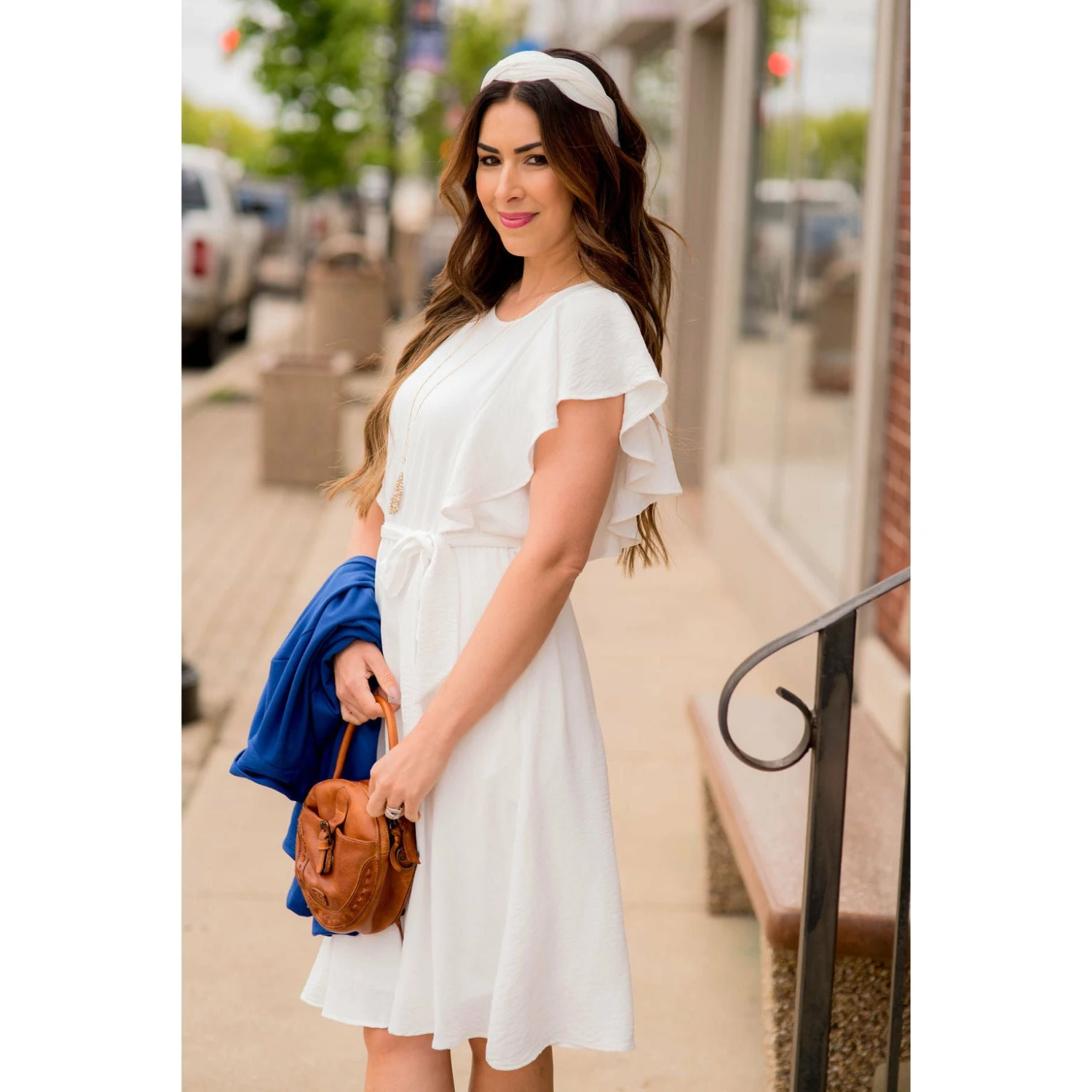 Flutter Sleeve Tie Waist Dress 2 Flutter Sleeve Tie Waist Dress - Image 2