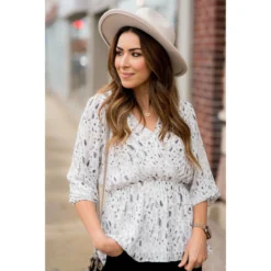 Watercolored Marble Wrapped 3/4 Blouse -Women's Clothing Store BB 5394 87e93bfd 9b73 4c36 83be 9f927ffb1263