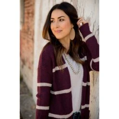 Ivory Striped Rugby Tunic Cardigan -Women's Clothing Store BB 5415 c3690692 8f5b 499a 86b1 8a97d753ed00