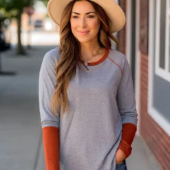 Solid Accent Long Sleeve Tee