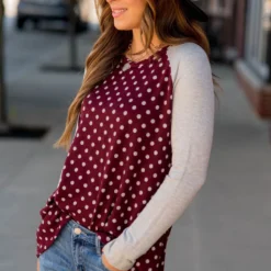 Polka Dot Baseball Tee 21 Polka Dot Baseball Tee -Women's Clothing Store BB 5465 950034