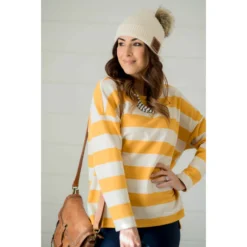 Striped V Stitched Sweatshirt -Women's Clothing Store BB 5468 f27b0c42 0e46 416c 8daa 56f236de83d7
