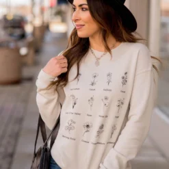 Sketched Floral Graphic Crewneck -Women's Clothing Store BB 5477 db06e14c f33b 45dd 999f 666193d0f765 758737