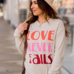 Love Never Fails Graphic Crewneck -Women's Clothing Store BB 5514 c1f3823a cd24 4a86 add7 5057f282774b 402704