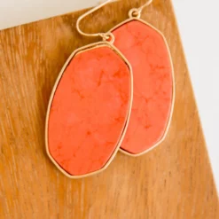 Gold Trimmed Marble Dangle Earrings -Women's Clothing Store BB 5524 283d5fae a43f 4879 a140 96ed88ec2660 908334