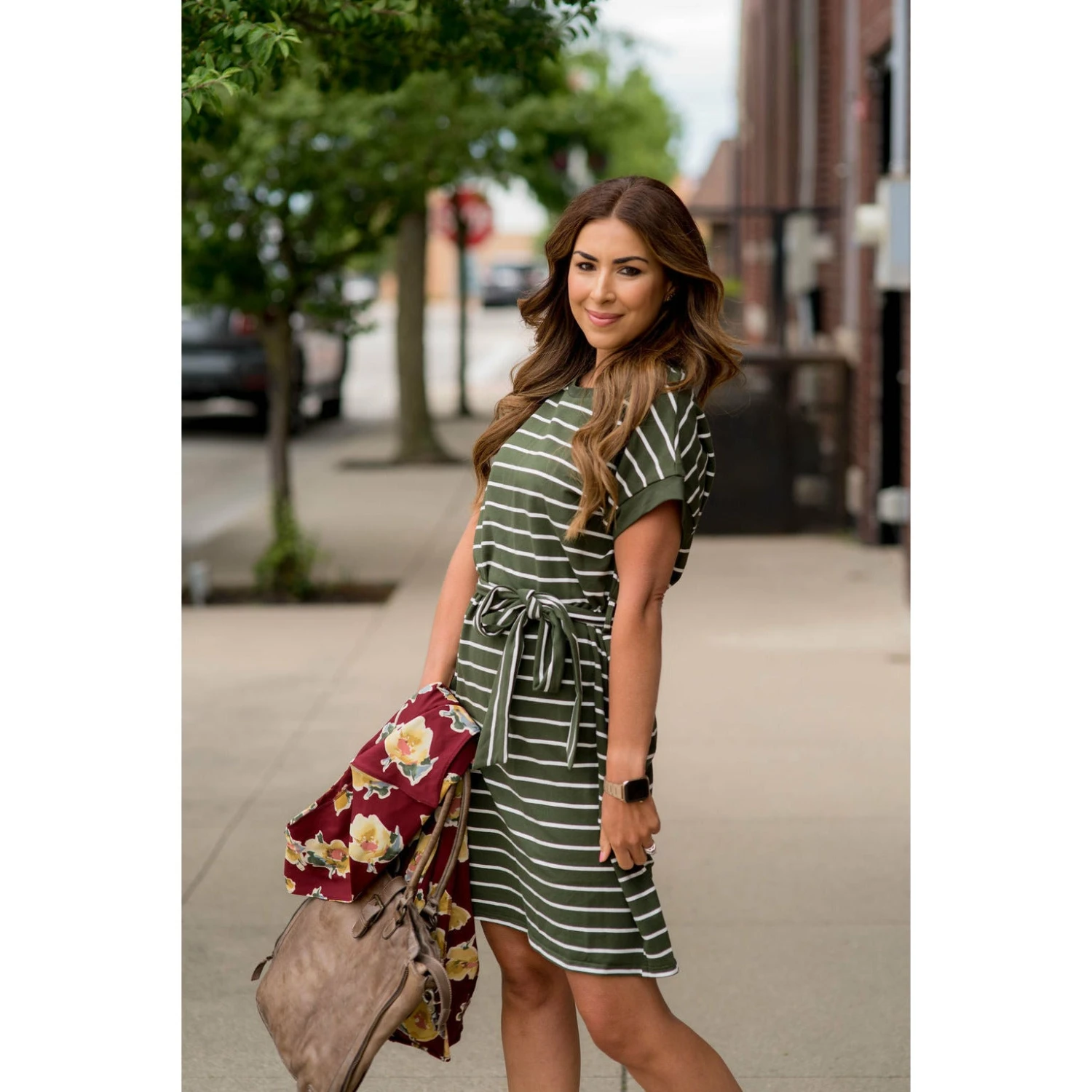 Striped Front Tie Dress 2 Striped Front Tie Dress - Image 2